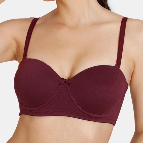 Buy Zivame Padded Wired 3/4th Coverage Strapless Bra - Fig at Rs.450 online