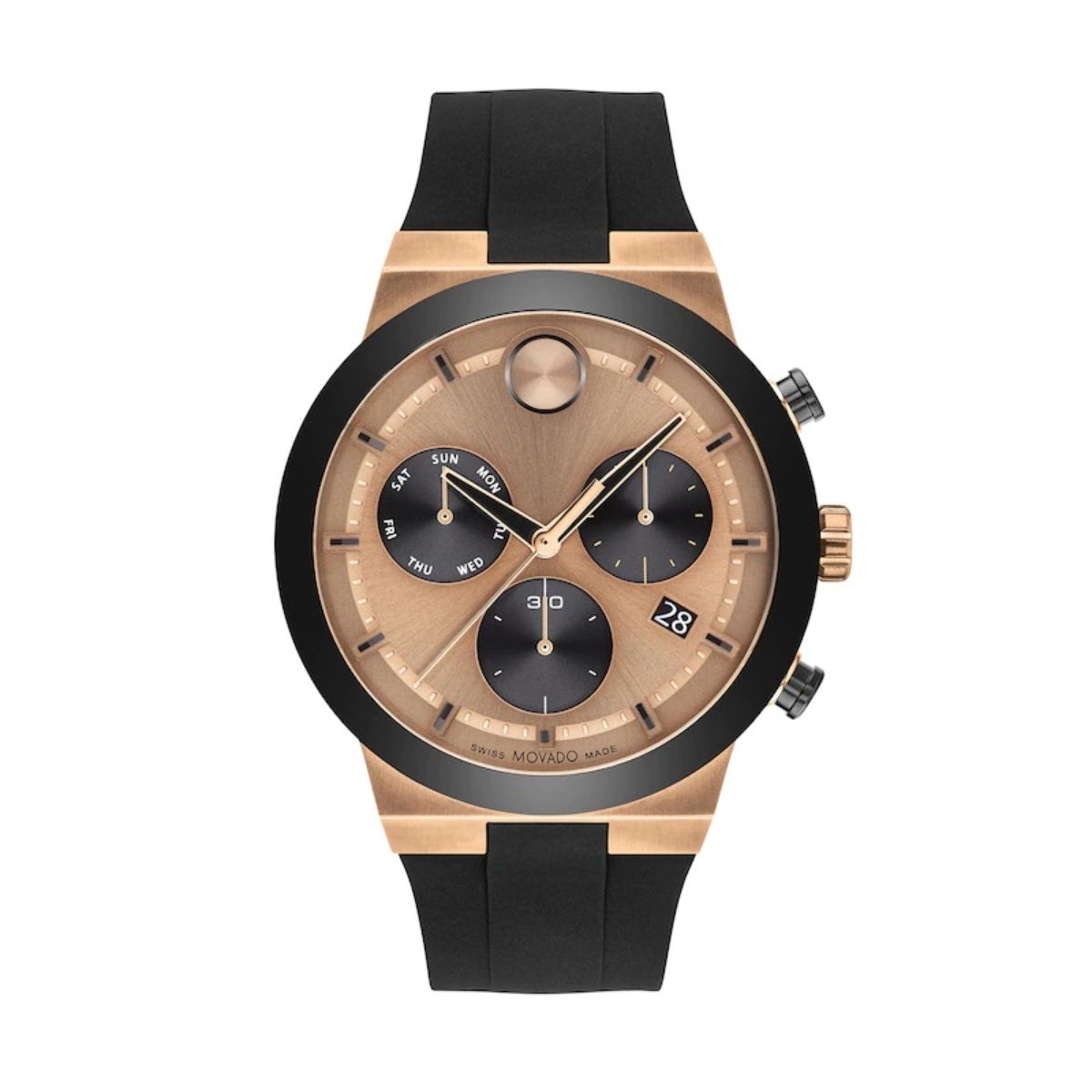 Movado silver and discount rose gold watch