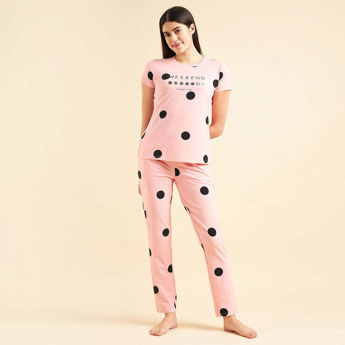 Sweet Dreams Women Polka Dots Pyjama Set - Pink (Set of 2): Buy Sweet Dreams Women Polka Dots ...