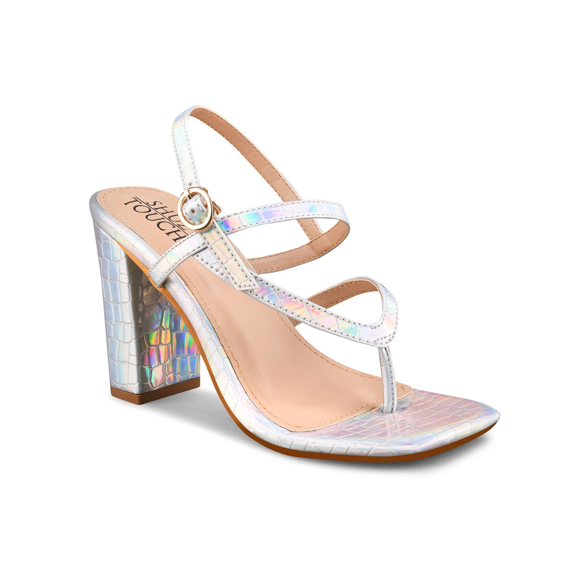 Iridescent strappy online heels