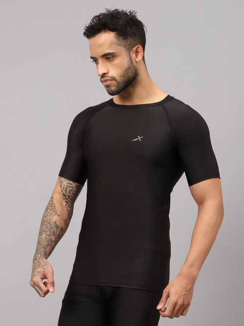 Buy Vector X Men Black Adult Body Fit Compression Half Sleeve T