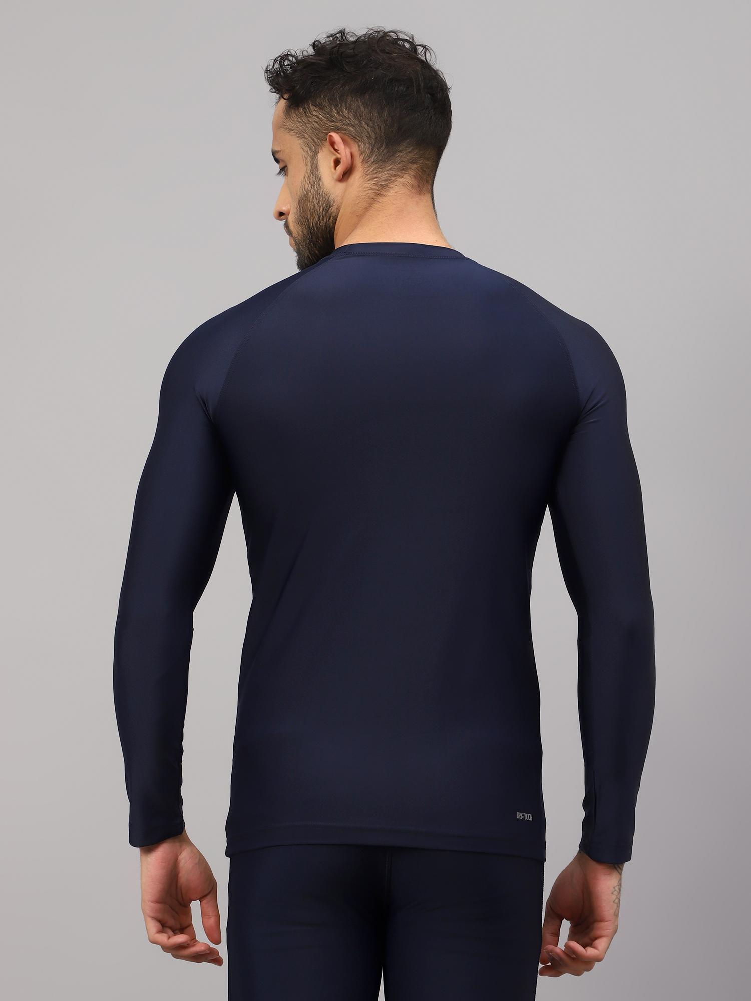 Buy Vector X Men Navy Blue Body Fit Compression Full Sleeve T