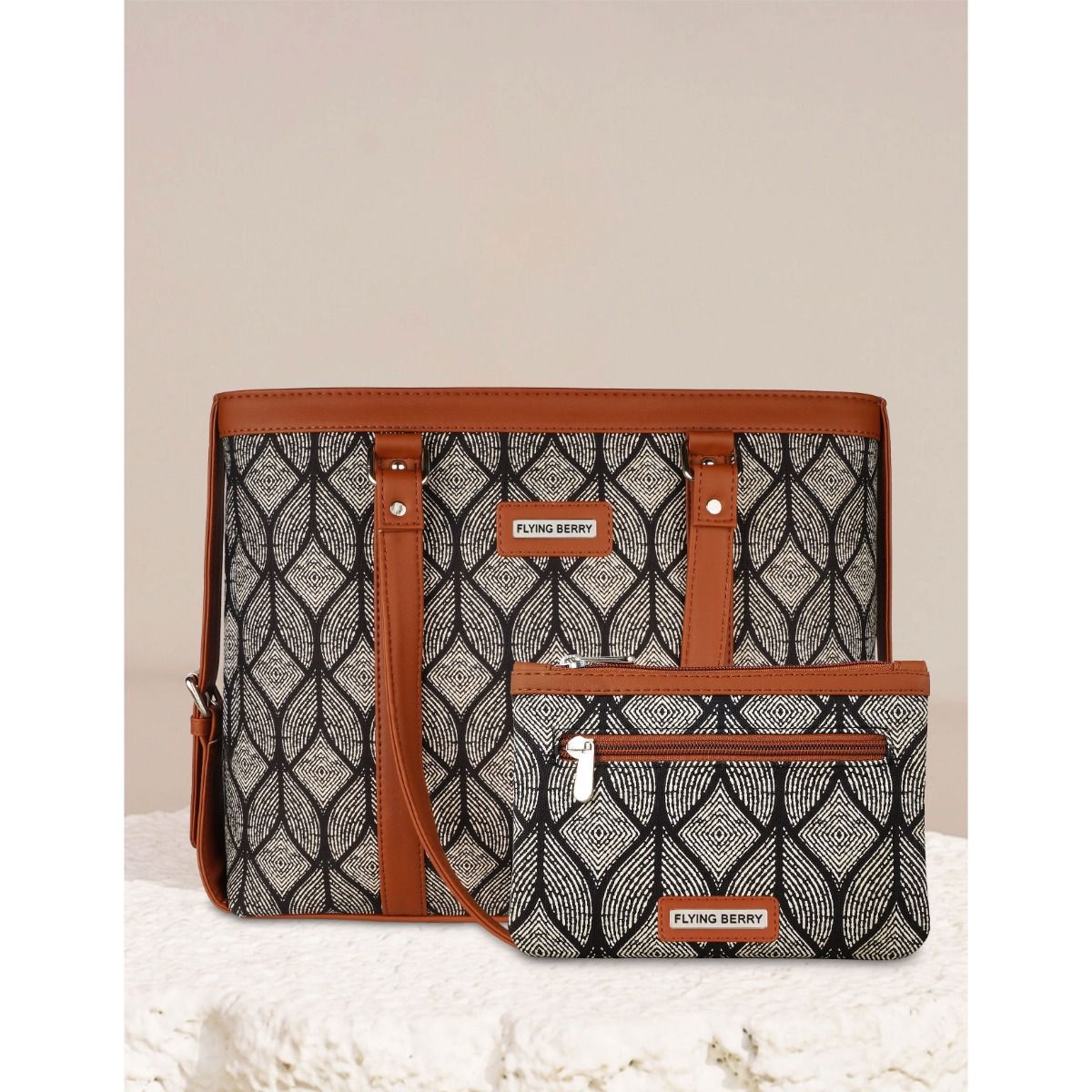 Buy FLYING BERRY Black Printed Handicraft Faux Leather Sustainable