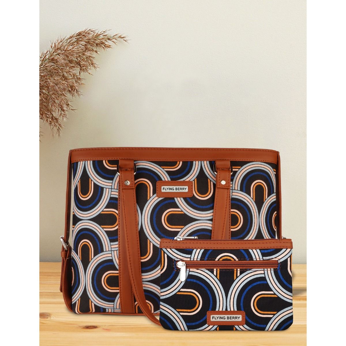 Buy FLYING BERRY Black Printed Handicraft Faux Leather Sustainable