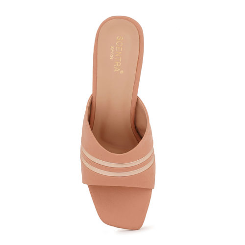SCENTRA Brown Colour Block Heel Solid Bellies Shoes (EURO 36)