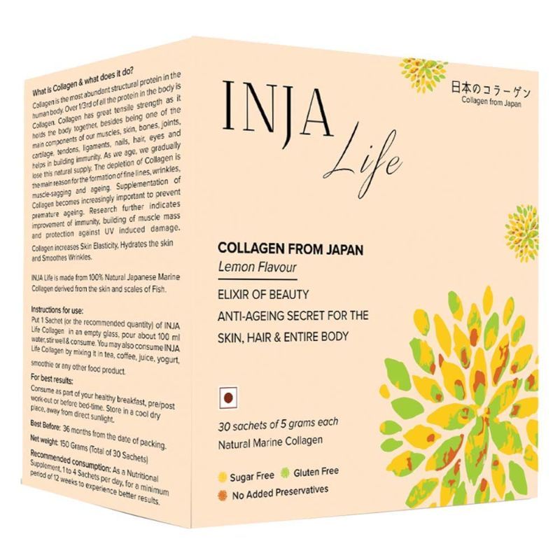 INJA Life Japanese Collagen- with Vit C- Glutathione- Glucosamine - Lemon Flavour