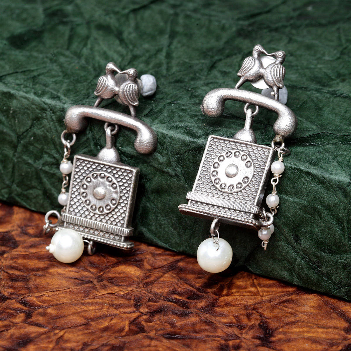 PANASH Traditional Silver-plated Oxidized Drop Earring