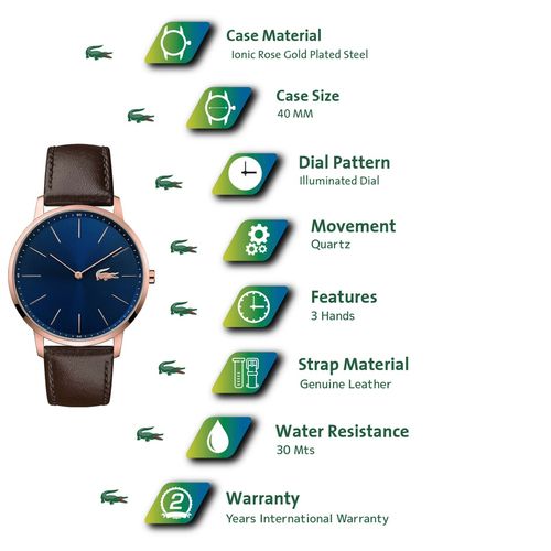 Buy Lacoste Moon Quartz Blue Round Dial MensWatch 2011018 Online
