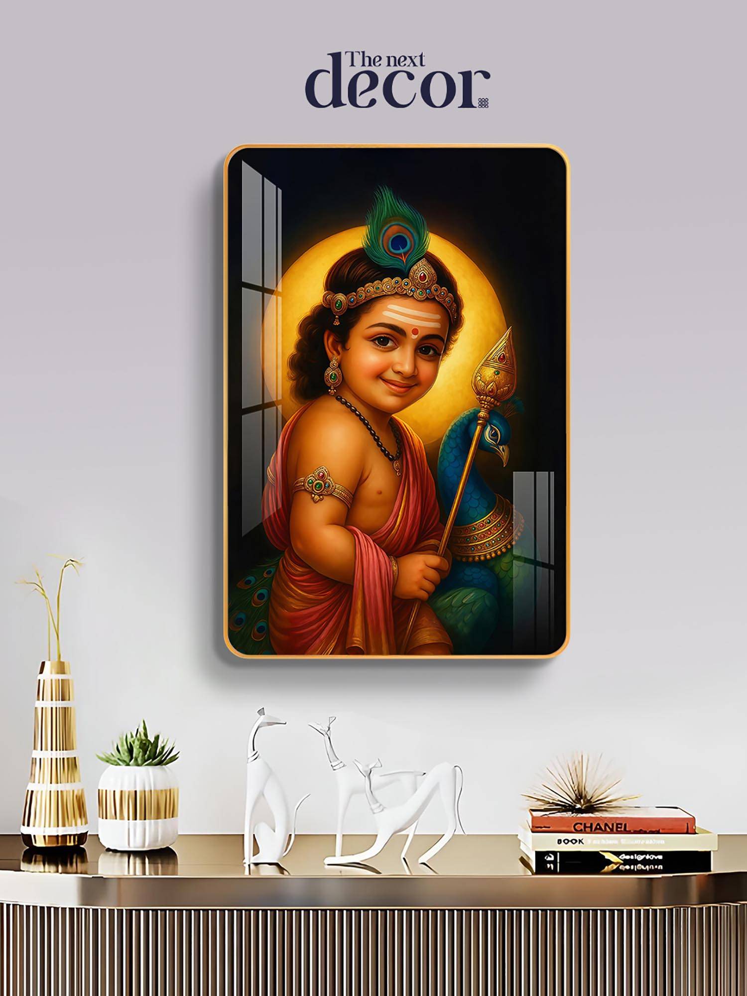 The Next Decor Cute Bala Murugan Wood Glass Finish Wall Art