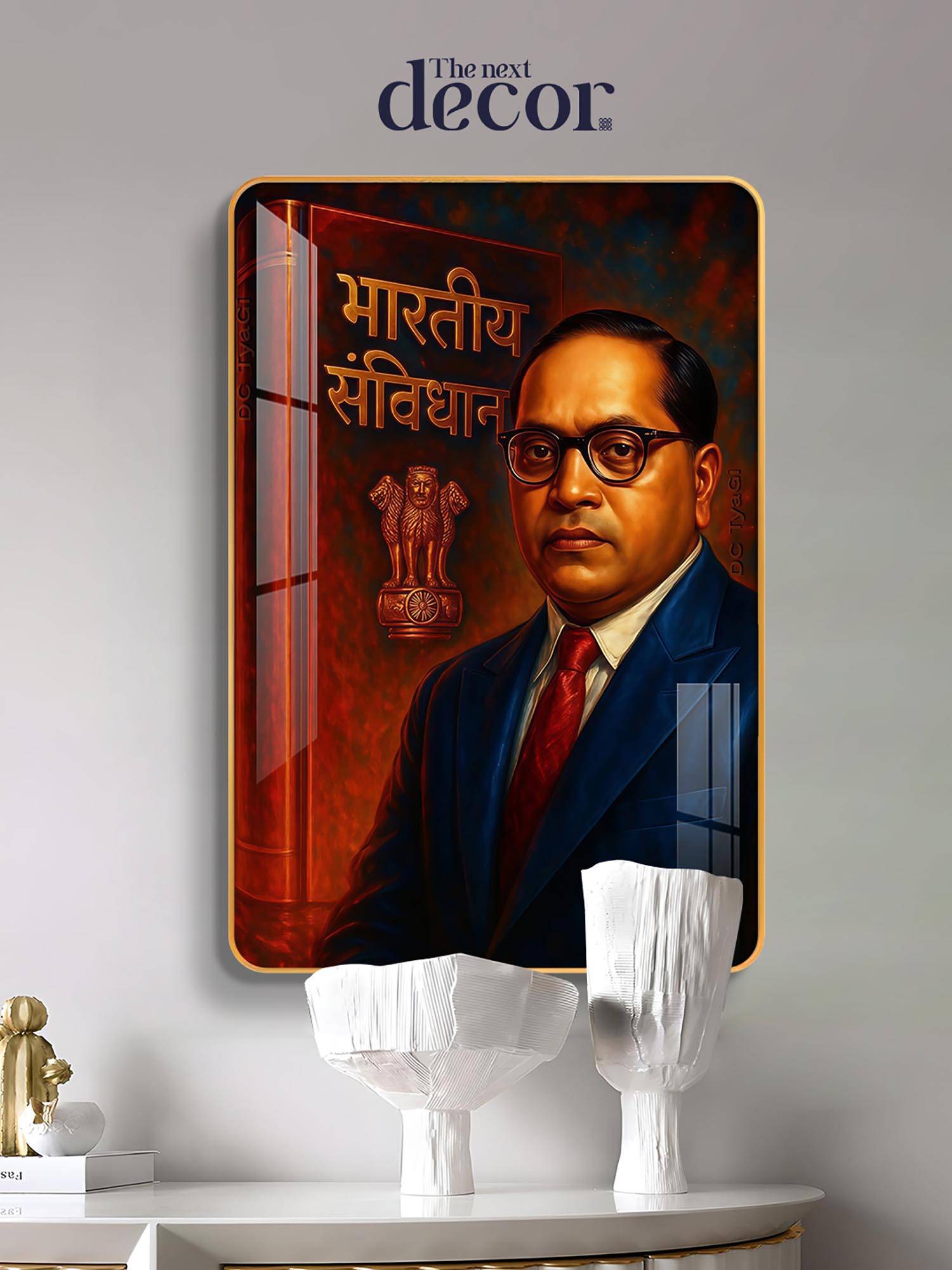 The Next Decor Dr. B.R. Ambedkar Ji wood Glass Finish Wall Art