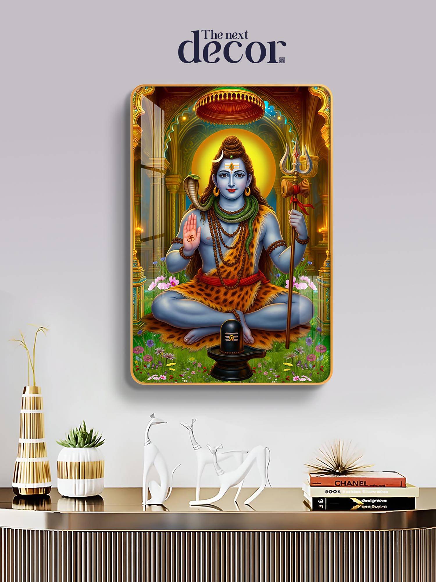The Next Decor Lord Shiv Ji Wood Glass Finish Wall Art