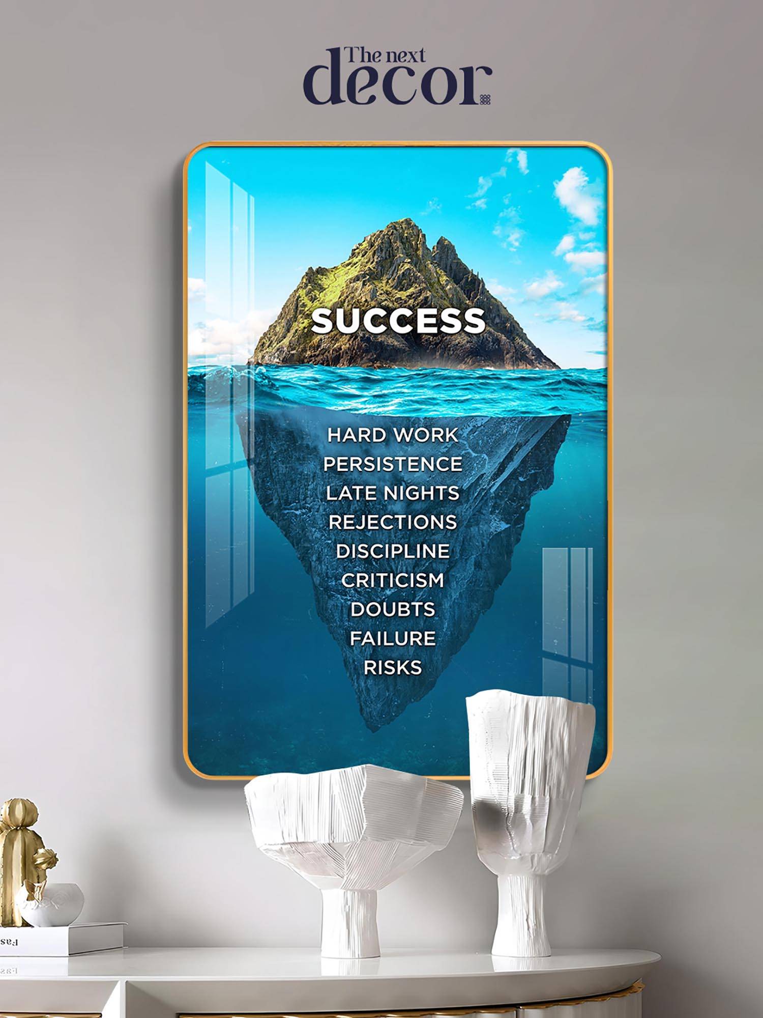 The Next Decor Motivational Quote For Success Wood Glass Finish Wall Art
