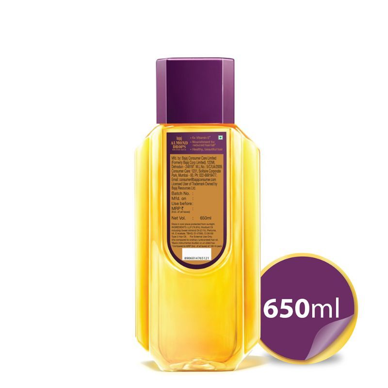 Bajaj Almond Drops Almond Oil 6X Vitamin E Nourishment Non Sticky Hair