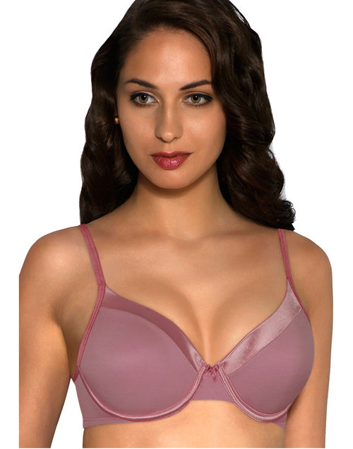Amante Satin Edge Padded Wired High Coverage Bra - Pink (32D)