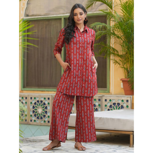 Ladies Nightwear Red Night Suit Cotton Buy Nidra Sun Vines Red