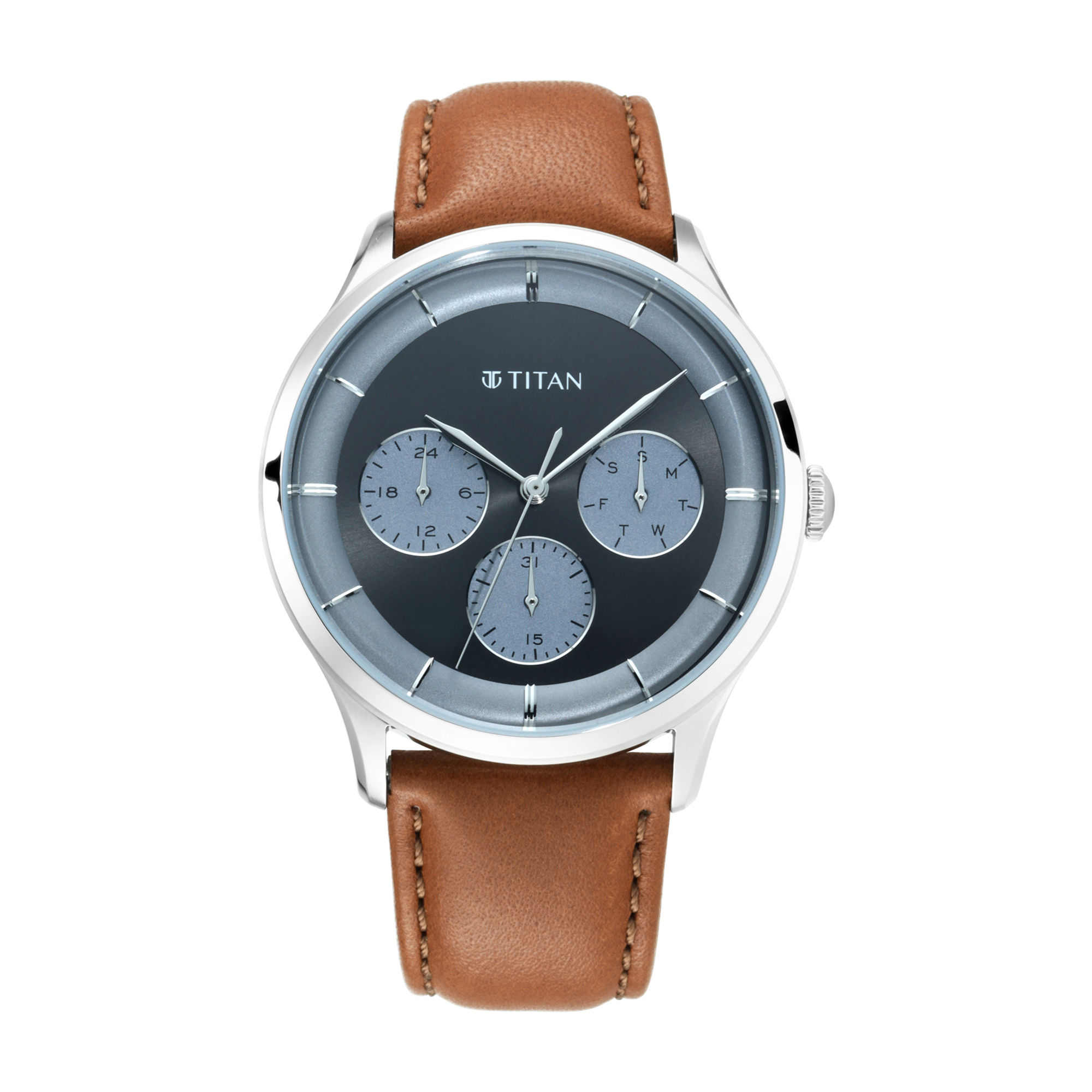 Buy Titan Men Leather Straps Analogue Chronograph Watch NL1734WL01