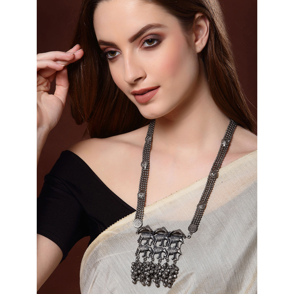 Buy Black & Silver Necklaces & Pendants for Women by IMLI STREET Online |  Ajio.com