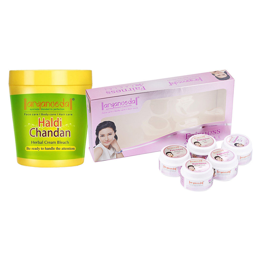 Aryanveda Haldi Chandan Bleach Cream & Fairness Spa Facial Kit Combo Pack