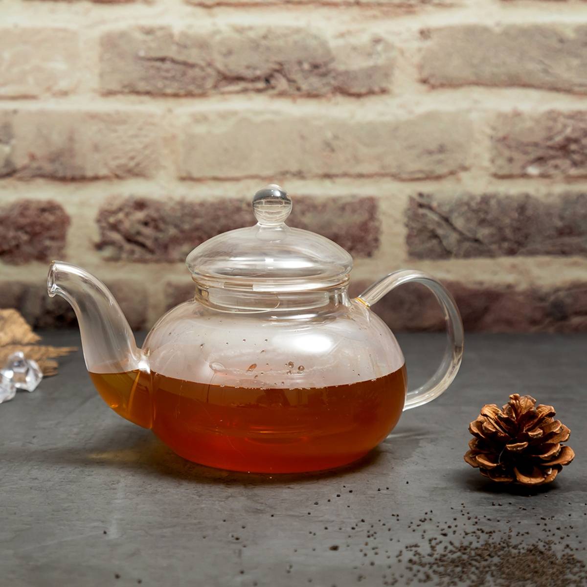 EZ Life Glass Tea Pot with Infuser Cup with Strainer Lid - Transparent -550 ml - 1 Piece