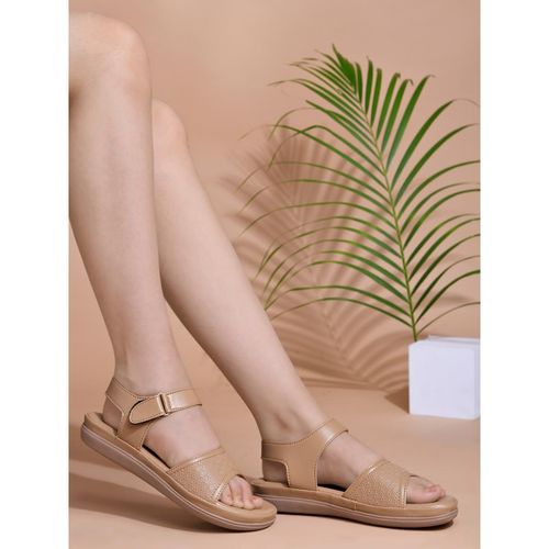 Buy Shoetopia Comfortable Beige Doctor Sole Flat Sandals for Women