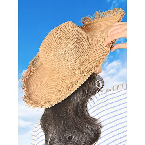 ToniQ Women Tan Foldable Summer Beach Floppy Hat