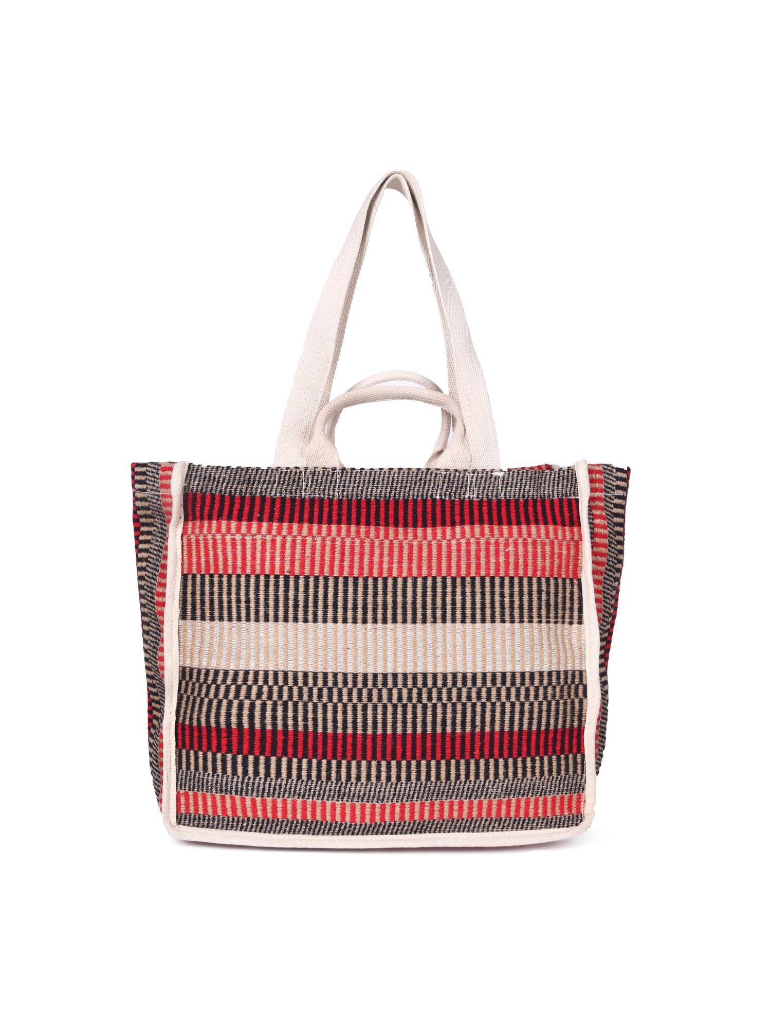 Astrid Textured Tote Bag With Double Handle And Zipper Closure For Women Multi-Color