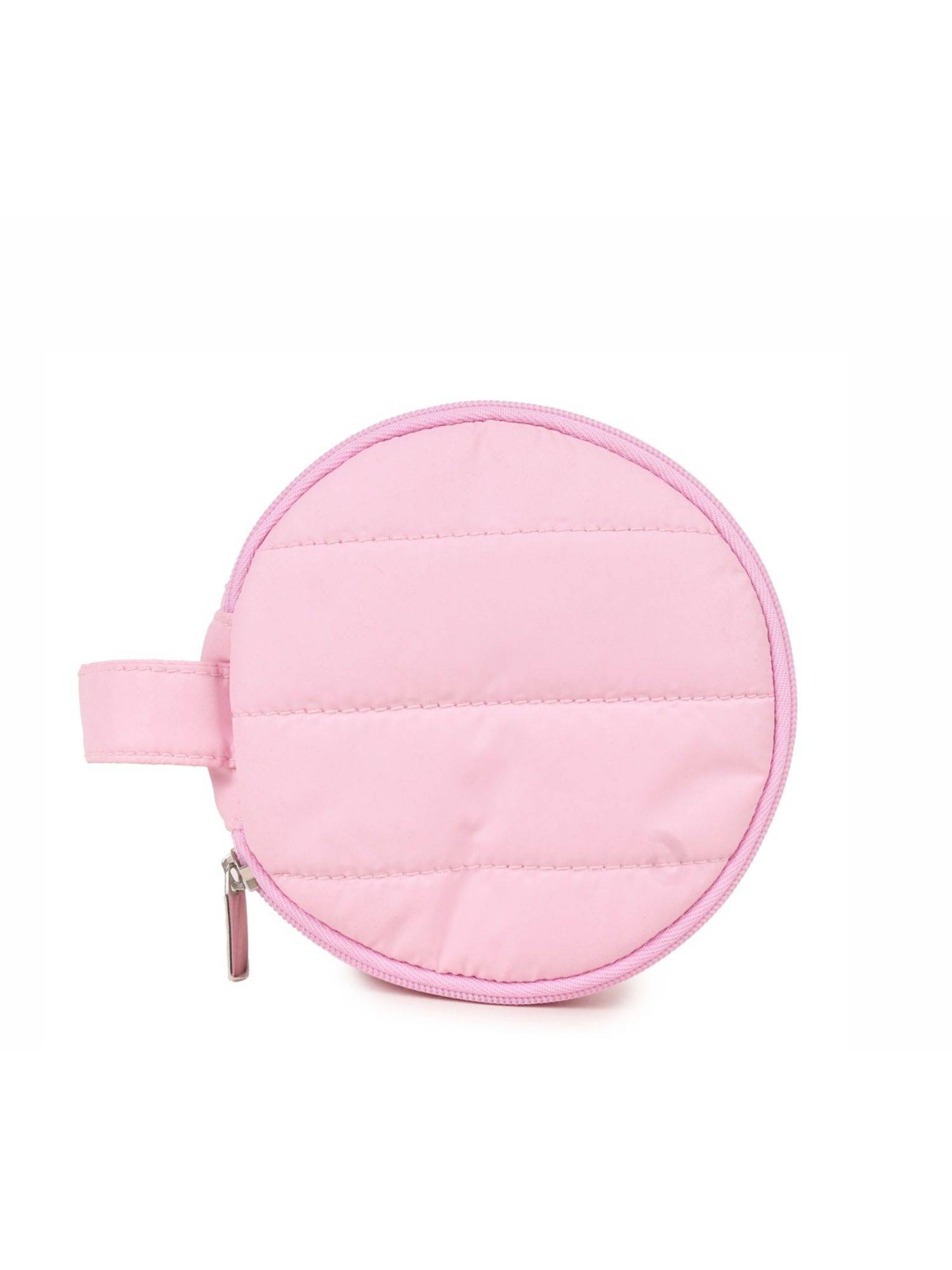 Astrid Pink Round Pouch With Tassels And Zipper Closure