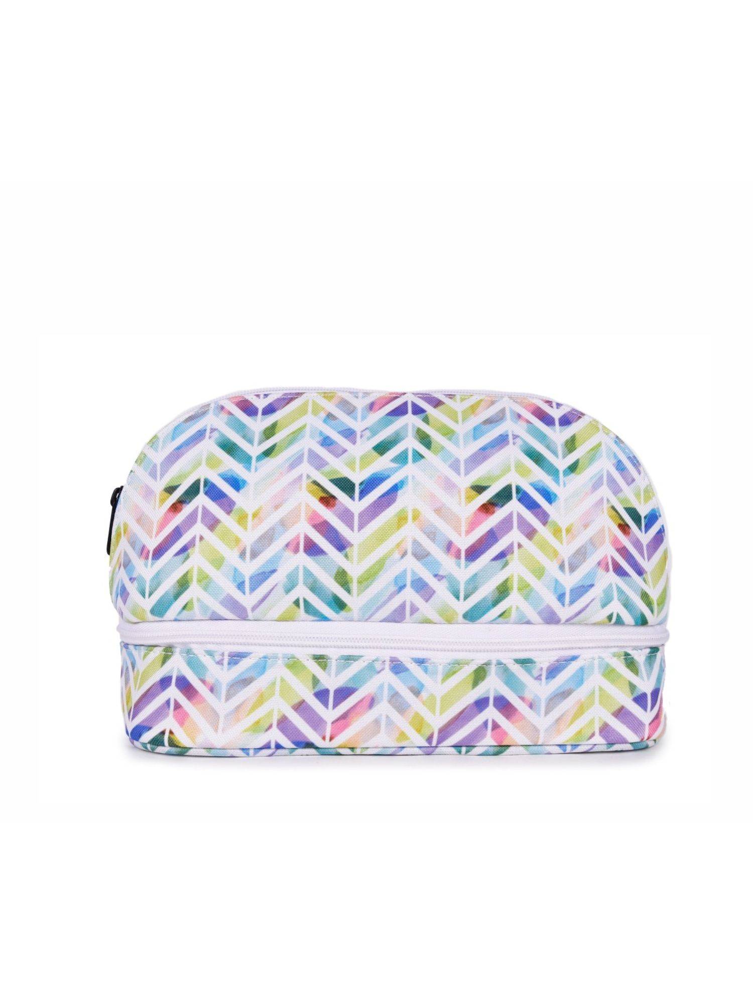 Astrid Dual Compartment Makeup Pouch For Girls And Women Multi-Color