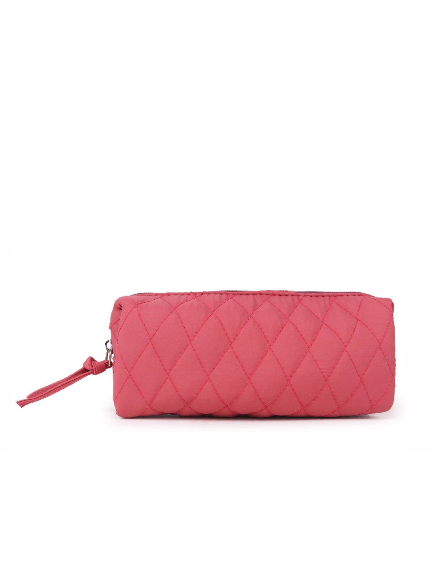 Astrid Textured Cotton Pouch With Zipper Closure And Wristlet