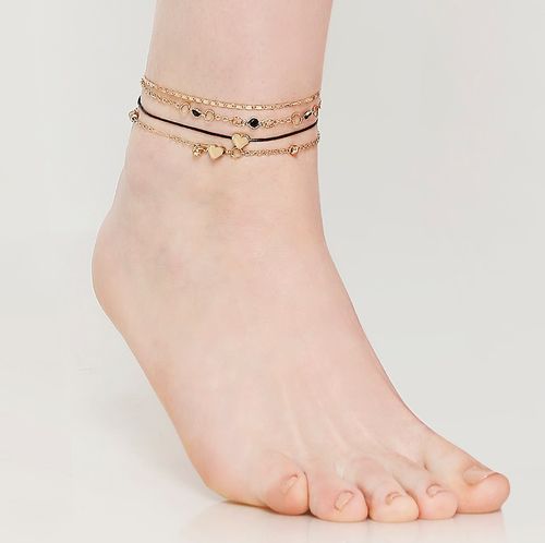 Buy Fabula Set Of Gold Tone Delicate Anklets Online