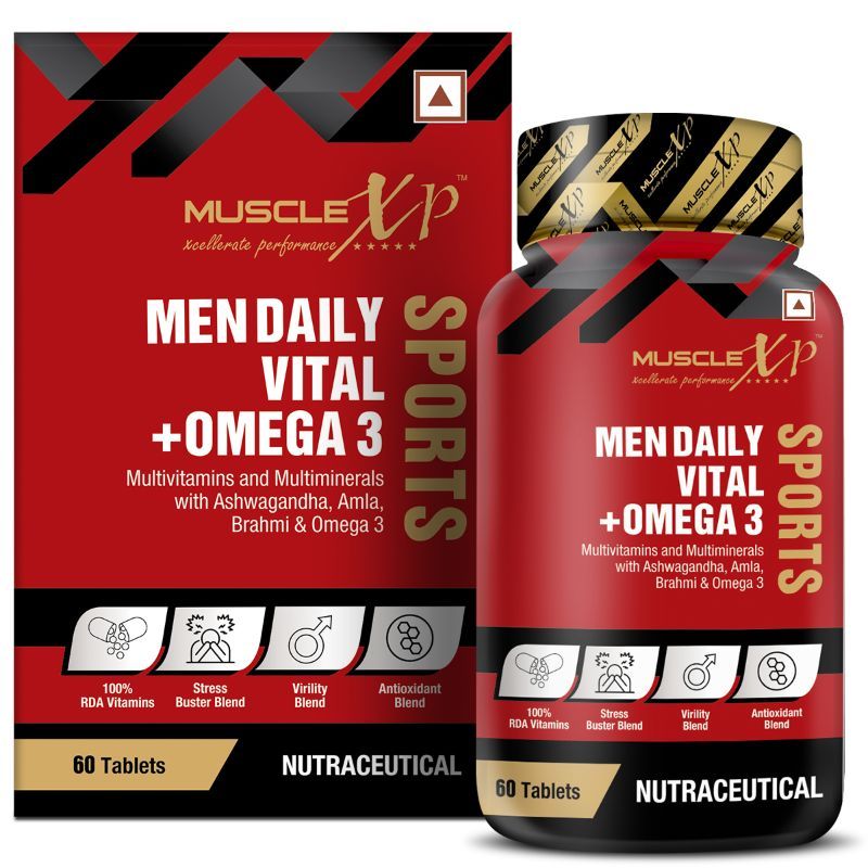 MuscleXP Men Daily Vital + Omega 3 Sports Multivitamin & Multiminerals ...