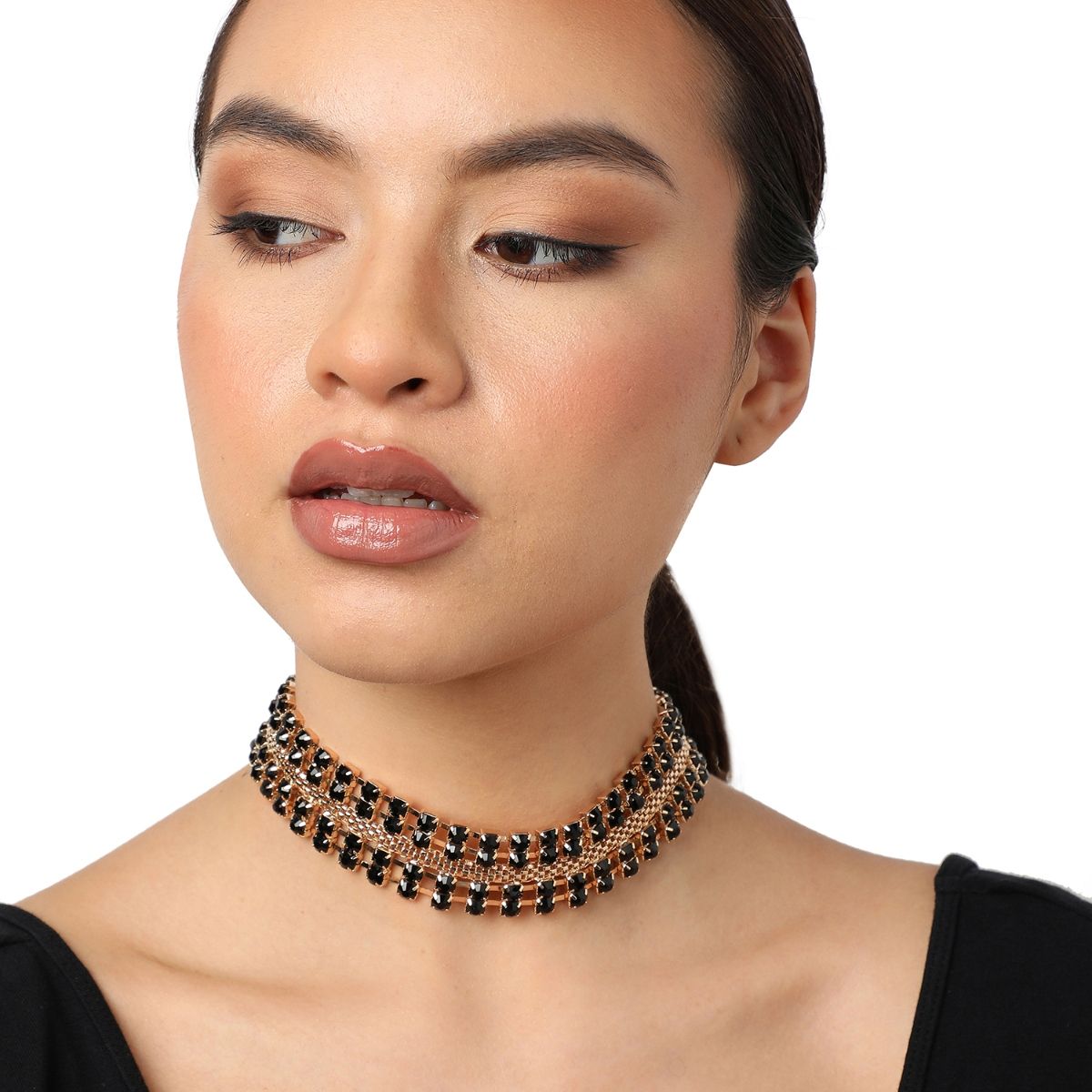 RBS Black Stone Double Line Necklace : Amazon.in: Fashion