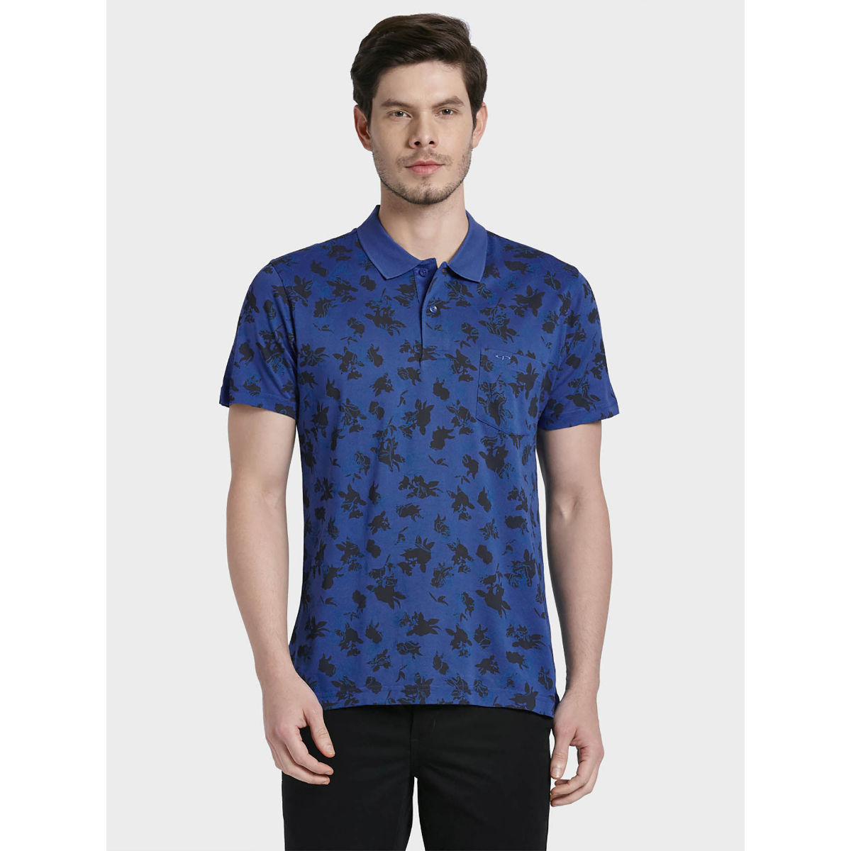 ColorPlus Navy Blue Printed T-Shirt (S)