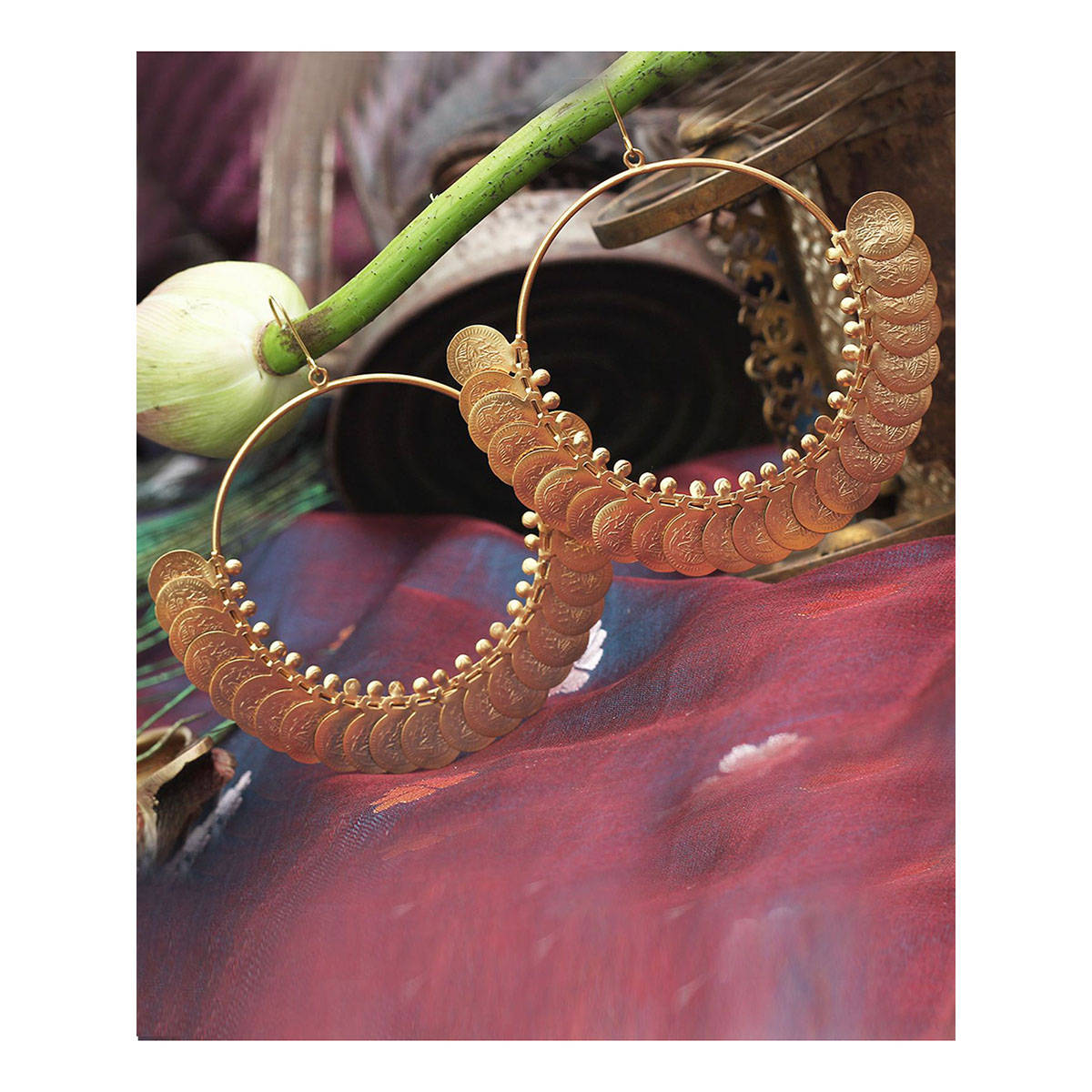 Suhani Pittie Gold Kasu Coin Hoop Earrings