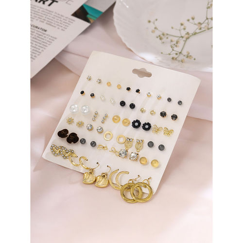 Buy Yellow Chimes Combo of 35 Pairs Korean Style Earring Set Online