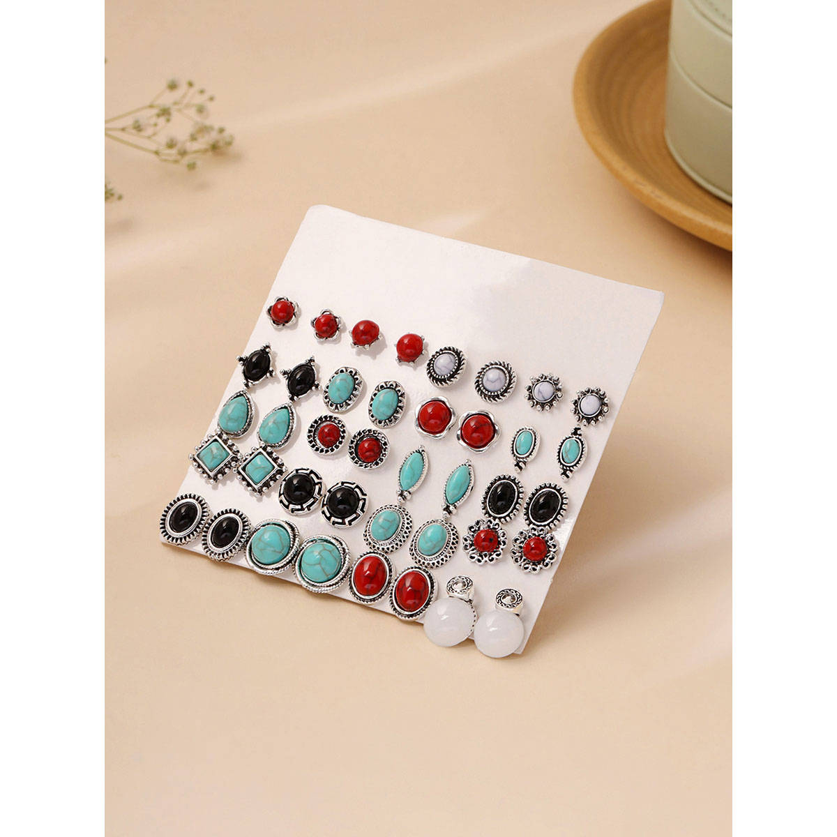 Yellow Chimes Combo of 20 Pairs Studs Earrings Set