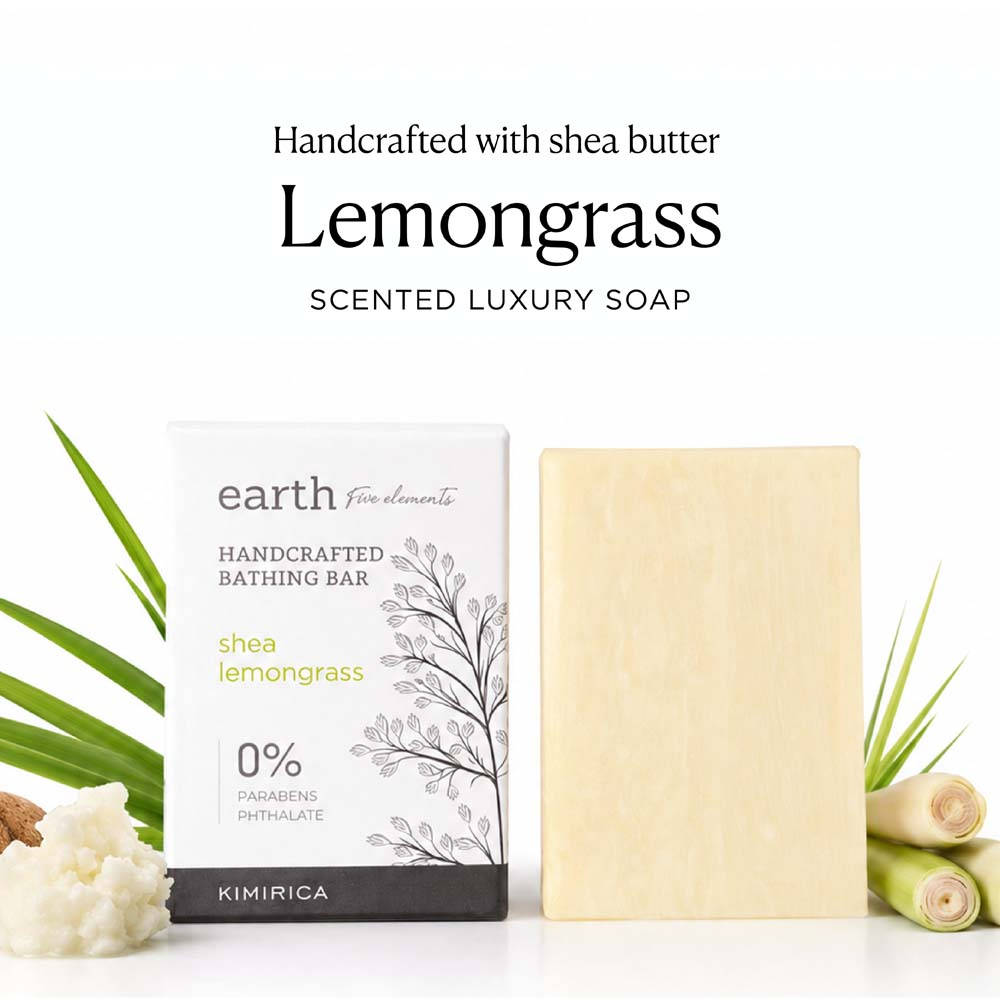 Kimirica Luxury Lemongrass Soap, Handmade Soothing Fresh Bathing Bar With Shea Butter & Aloe Vera