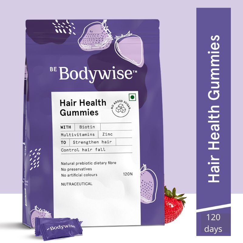 Be Bodywise 5000 mcg Biotin Gummies 120 Day Pack For Healthy Hair- With Added Zinc & Multivitamins