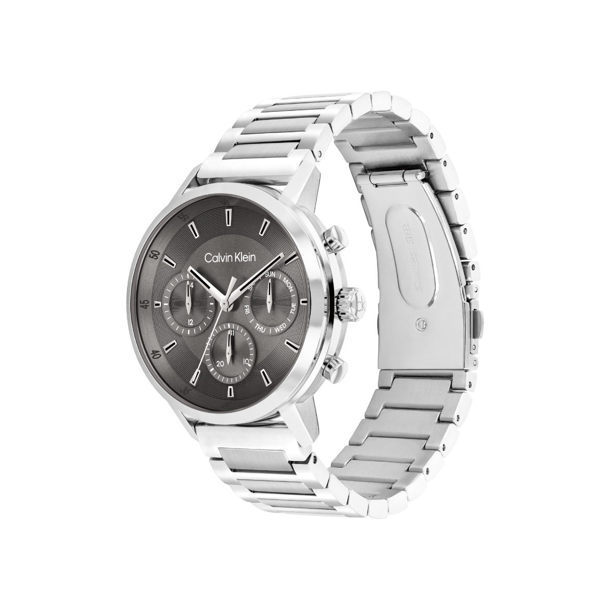 【CK】 Buy Calvin Klein Gauge Qtz Multifunction Grey Round Dial Mens