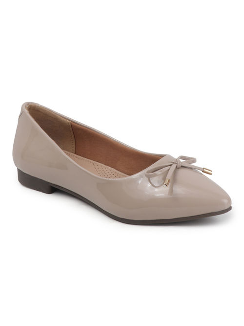 Buy ELLE Women Nude Bow-Embellished Pointed-Toe Slip-On Flats Online