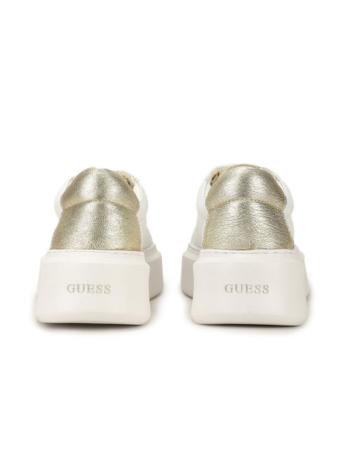 Buy Guess Women White and Gold Colorblocked Lace-Up Sneakers Online