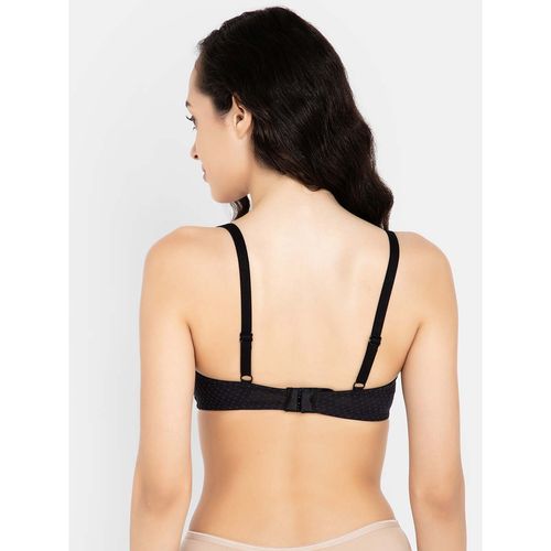 Buy Clovia Polyamide Solid Padded Full Cup Wire Free T-shirt Bra - Black  online