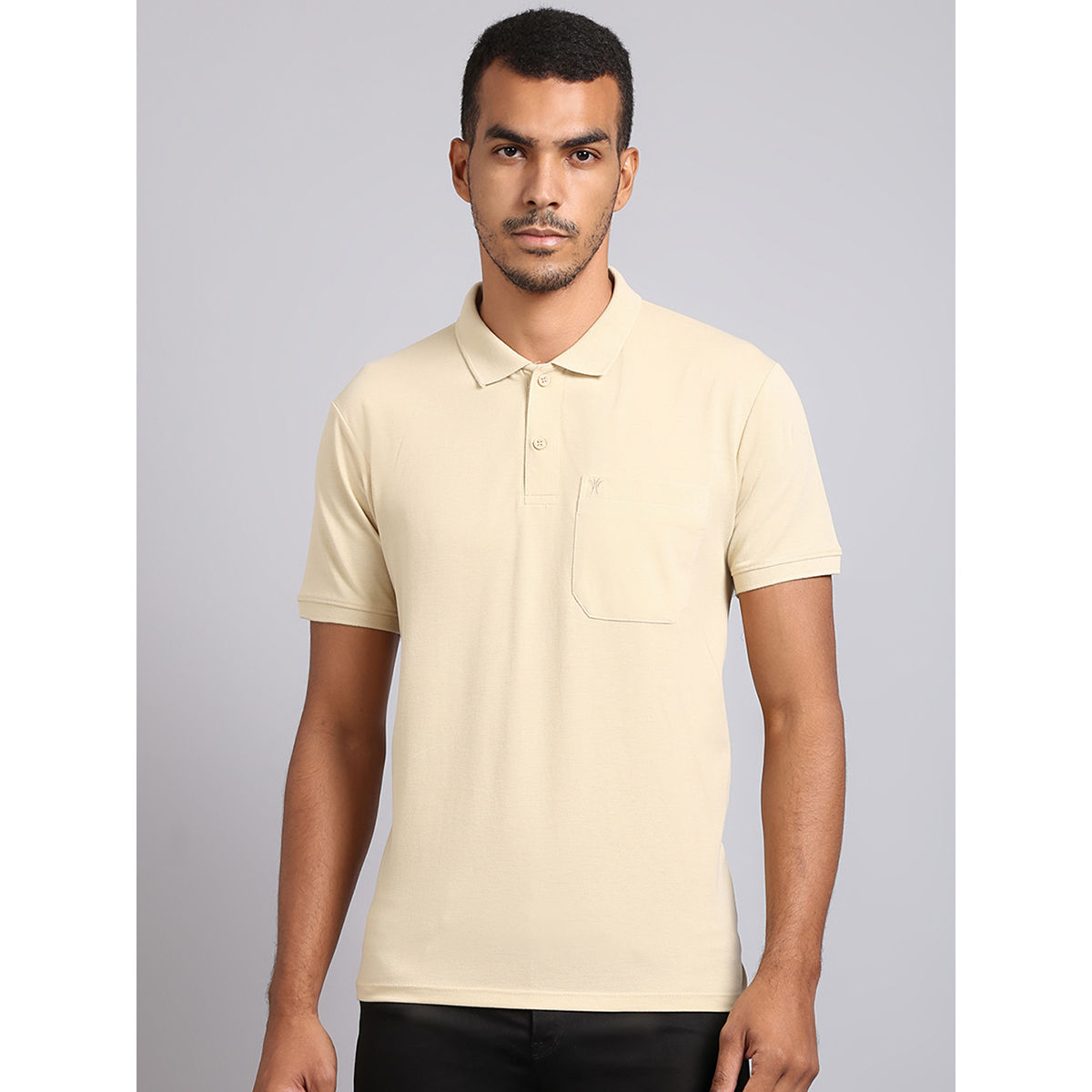 yellow polo shirt with pocket