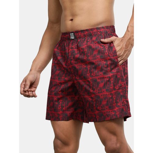 Buy Jockey Us57 Mens Mercerized Cotton Woven Printed Boxer Shorts With Side  Pocket - Brick Red online