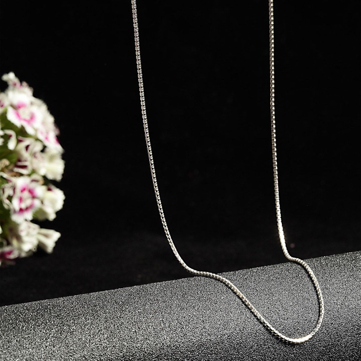 Details 76+ box chain necklace silver
