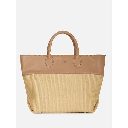 Carlton London Tan and Straw Tote Bag