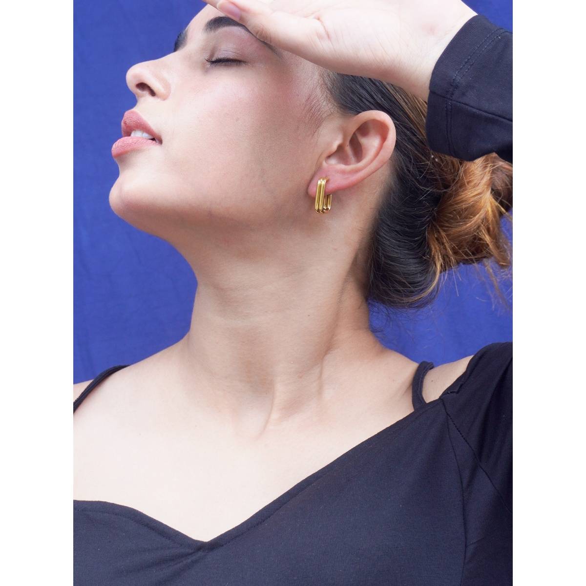 Niscka Elegant Anti-Tarnish Gold-Plated Square Shaped Earrings