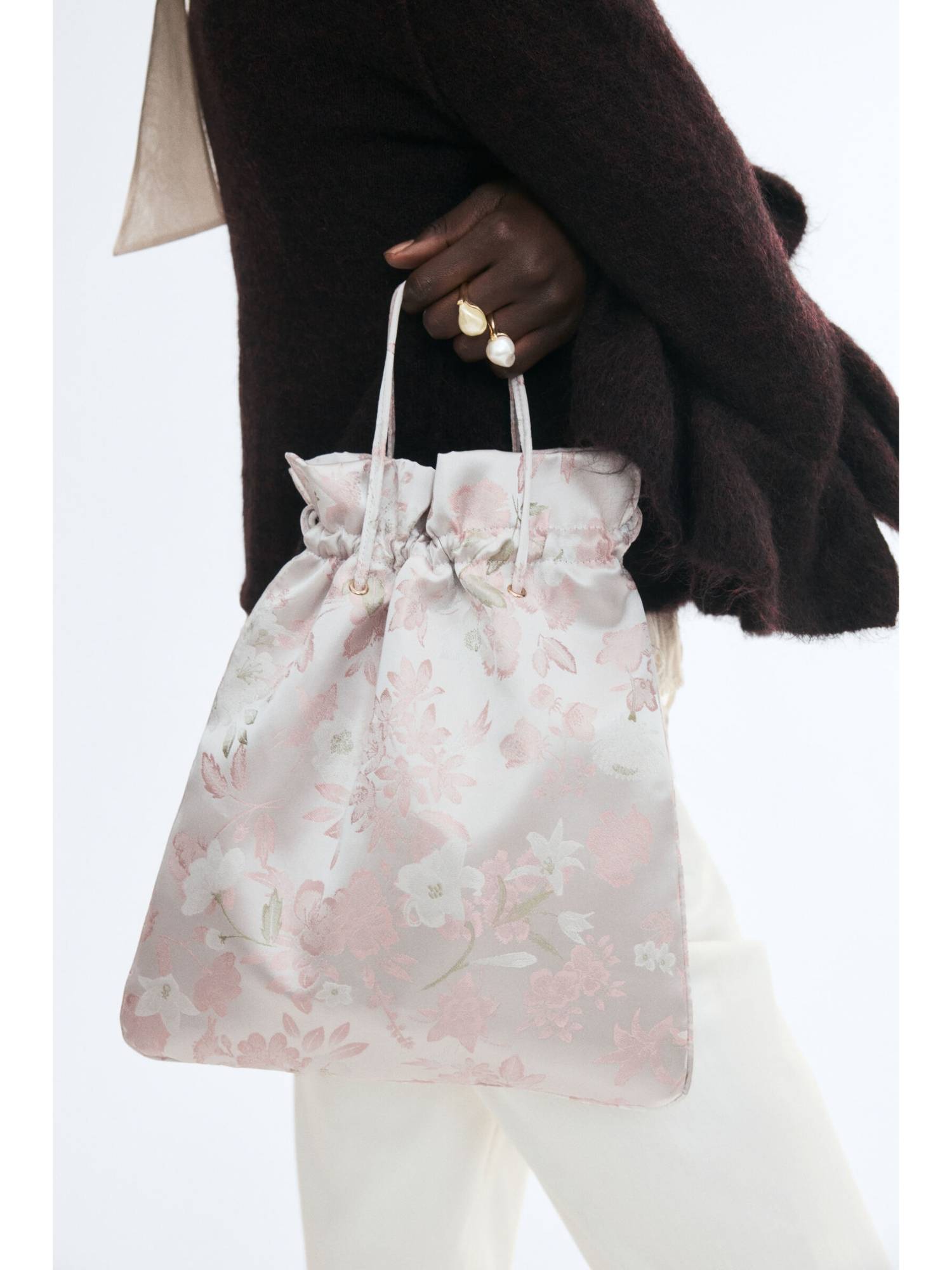 H&M Women Grey Small Bucket Bag