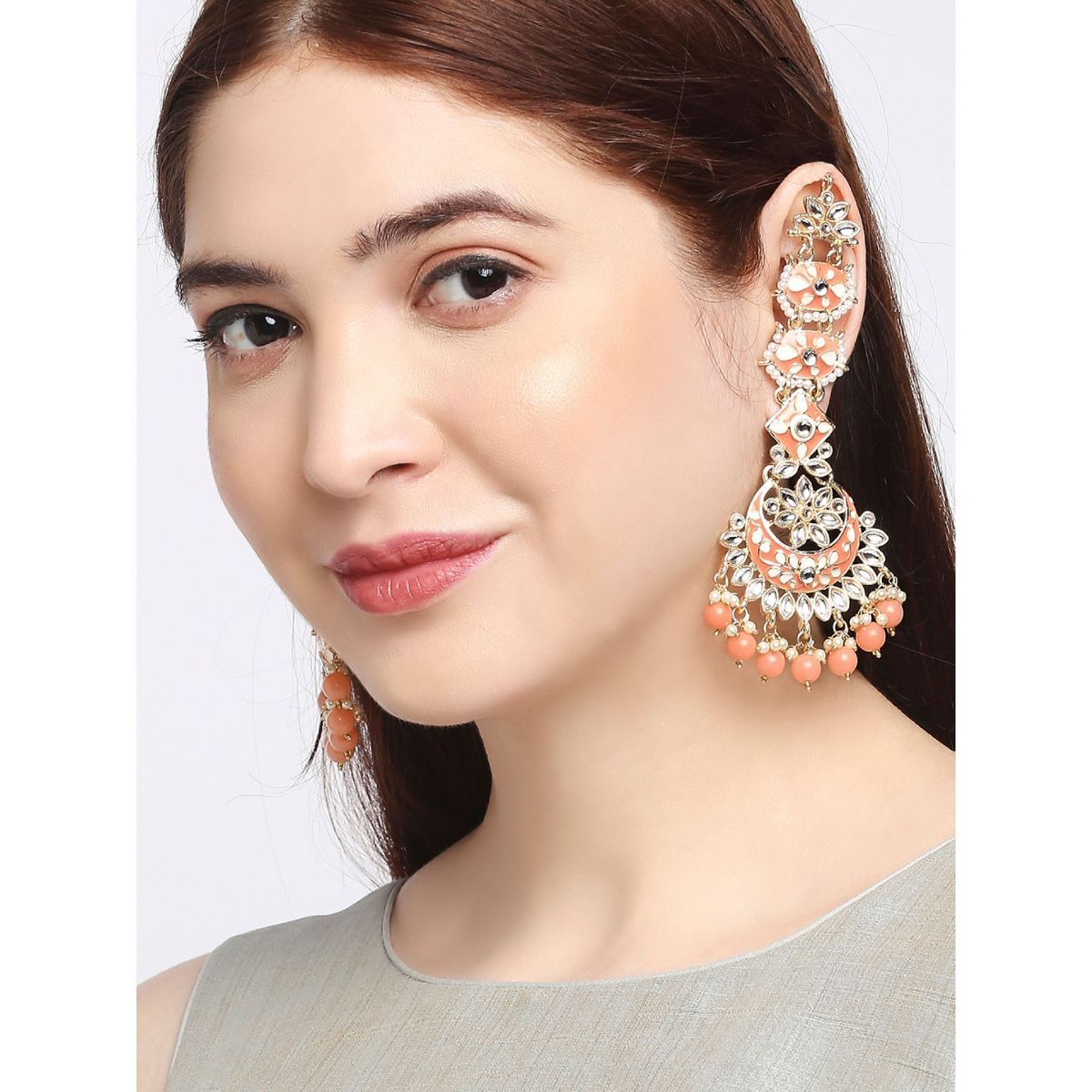 Buy Kundan Big Jhumka Style Earrings Jewelry Set Pearls Online in India   Etsy  Indian bridal jewelry sets Indian earrings Indian jewelry earrings