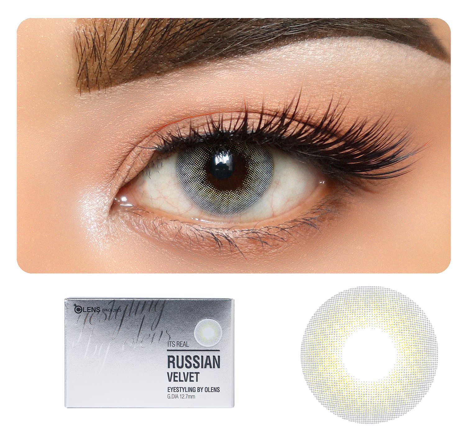 O-Lens Russian Velvet Monthly Coloured Contact Lenses - Gray (0.00)